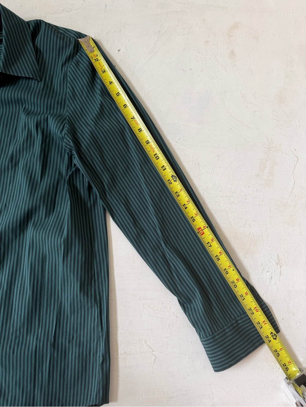 Lafayette 148 New York dark green and black striped button-down shirt Size M - Picture 7 of 7